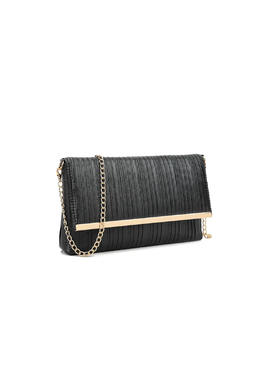 Black Pleated Clutch Bag