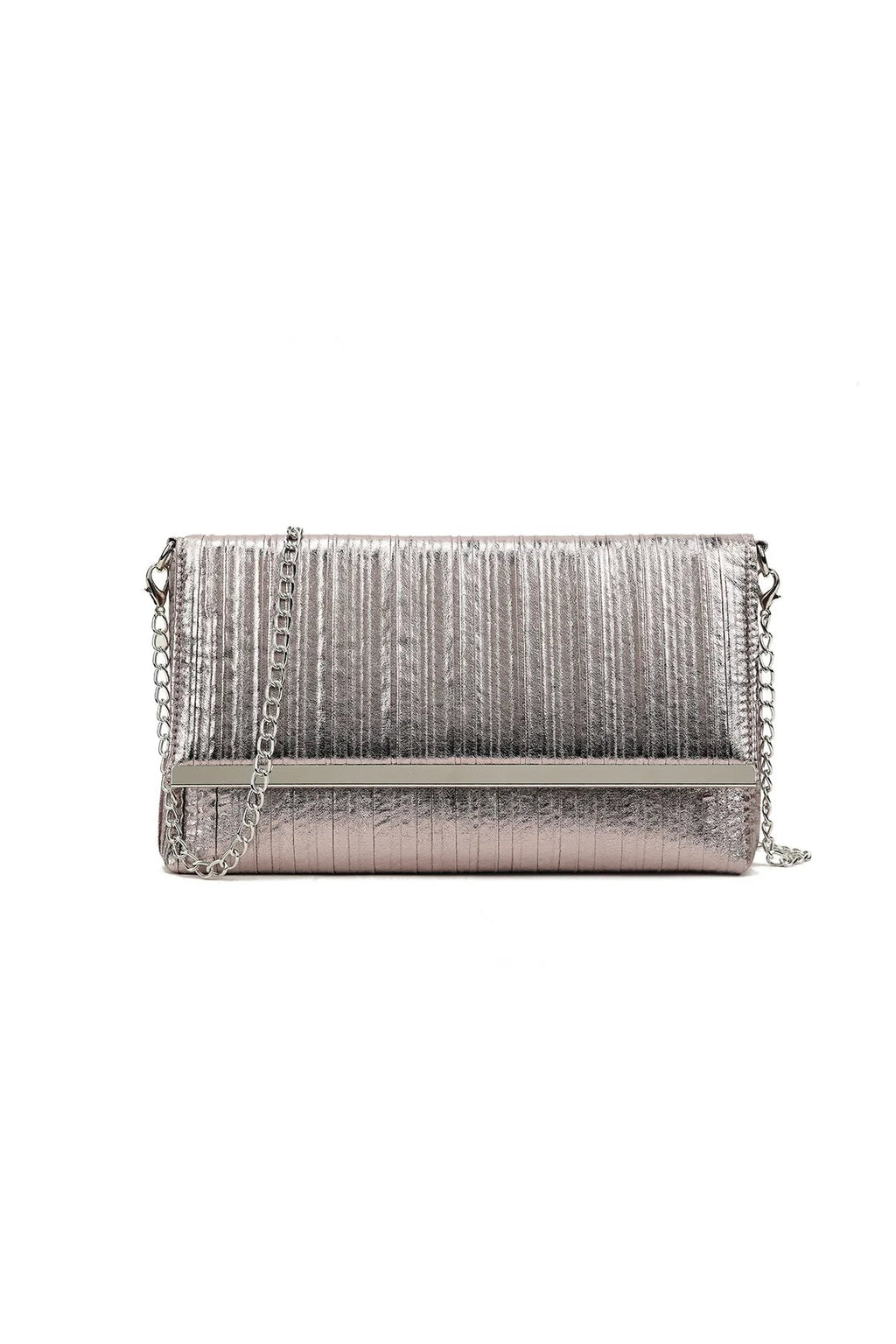 Pewter Pleated Clutch Bag