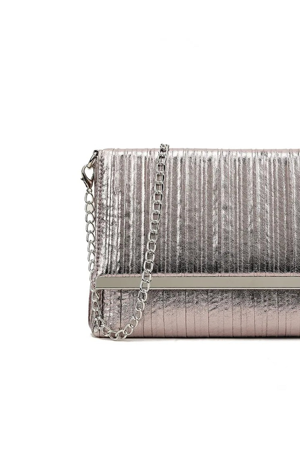Pewter Pleated Clutch Bag